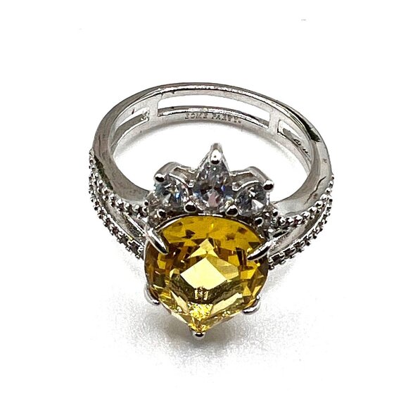 Ring Bomb Party Ring, NWOT, size 7, yellow stone on silver color band - Picture 3 of 8